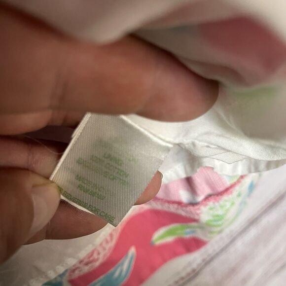 Lilly Pulitzer Delia Hotty Pink Lemonade Lace Textured Cotton Shift Dress Size 2 - Picture 7 of 8